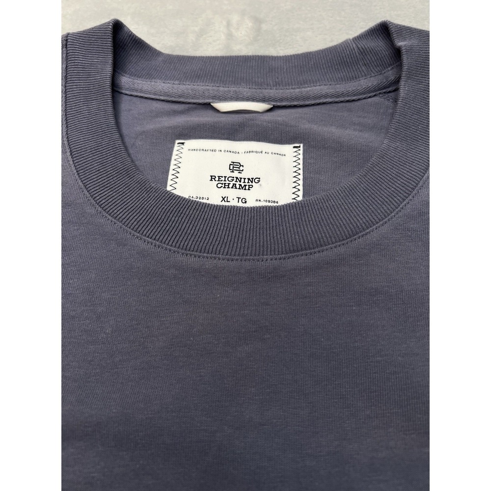 Reigning Champ Shirt Mens XL Blue Long Sleeve Crewneck Cotton Pullover Casual - Picture 4 of 7